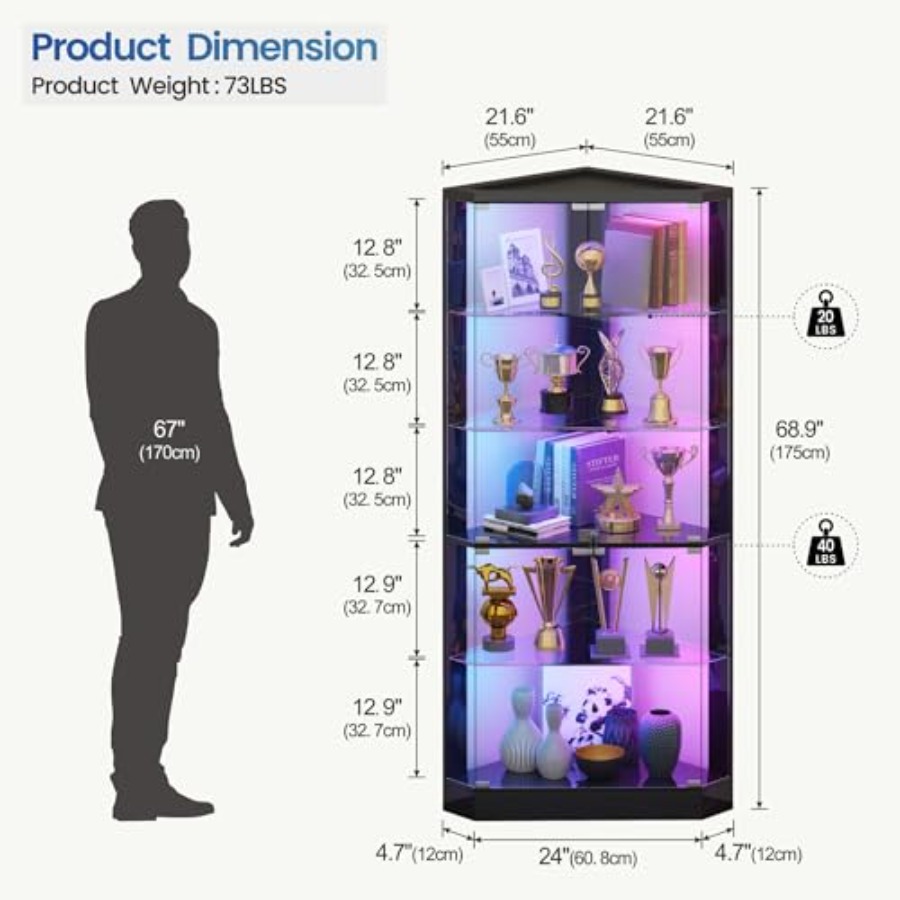 Corner Display Case with RGB L - огляд і ціна Display Case Acrylic